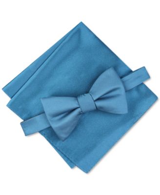 Alfani - Men's Solid Textured Pre-Tied Bow Tie & Solid Textured Pocket Square Set