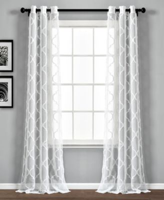 Lush Décor - Avon Trellis 38" x 84" Sheer Curtain Set