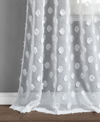 Lush Decor Textured Dot Grommet Sheer Window Curtain Panels Pair 38"W x 84"L Blush - Sheer Curtains For Bedroom - Pink Living Room Curtains Polka Dot