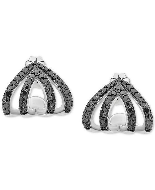 Macy's black diamond earrings clearance
