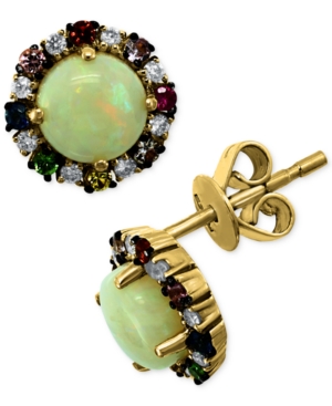 image of Effy Multi-Gemstone (1-1/3 ct t.w.) & Diamond (1/10 ct. t.w.) Stud Earrings in 14k Gold