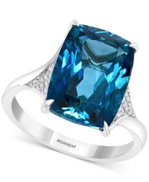 image of Effy London Blue Topaz (9-1/10 ct. t.w.) & Diamond (1/6 ct. t.w.) Statement Ring in 14k White Gold