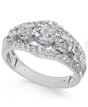 image of Diamond Five Stone Openwork Ring (1 ct. t.w.) in 14k White Gold