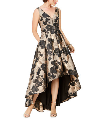 Eliza J Floral-Print High-Low Gown - Macy's
