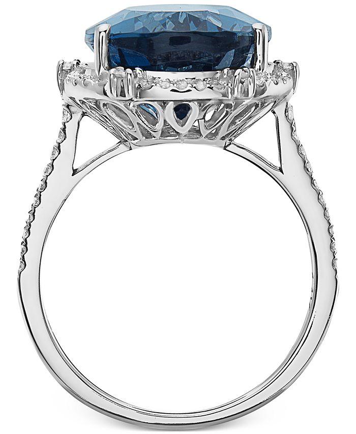 EFFY Collection - London Blue Topaz (9-1/10 ct. t.w.) & Diamond (1/3 ct. t.w.) Statement Ring in 14k White Gold