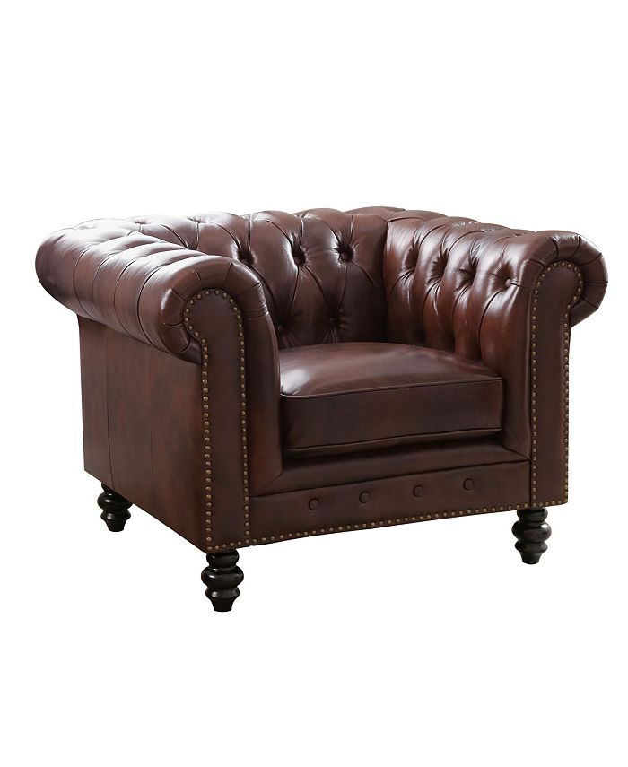 Abbyson Living Micah Leather Arm Chair - Macy's