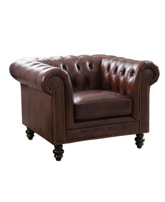 Micah Leather Arm Chair - Macy's