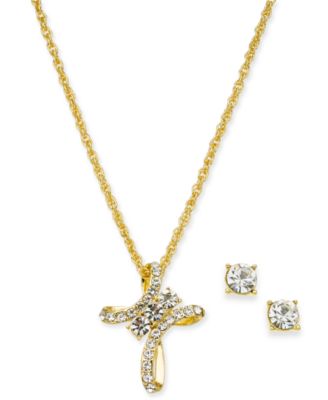 Crystal Cross Pendant Necklace 