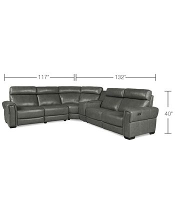 Furniture - Josephia 6-Pc. Leather Sectional with 2 Power Recliners and Console