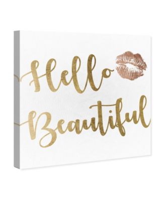 Hello Beautiful Gold and Leather Canvas Art, 16" x 16"