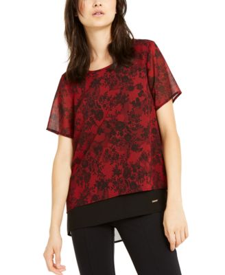 Michael Kors Floral Lace Layered-Look Top, Regular & Petite