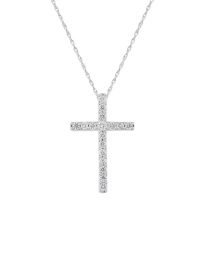 image of 241 Wear It Both Ways Diamond Cross Pendant Necklace (1/2 ct. t.w.) in 14k White Or Yellow Gold
