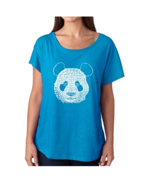 image of La Pop Art Women-s Dolman Cut Word Art Shirt - Panda