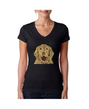image of La Pop Art Women-s Word Art V-Neck T-Shirt - Dog