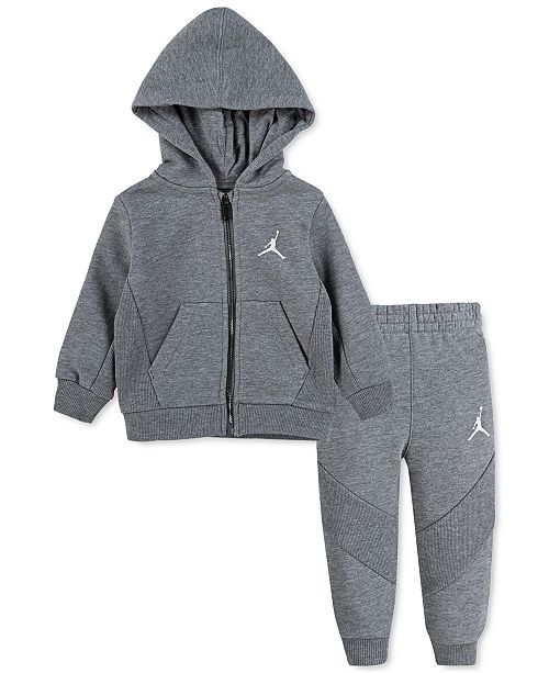 Jordan Baby Boys 2 Pc Fleece Zip Up Hoodie Jogger Pants Set