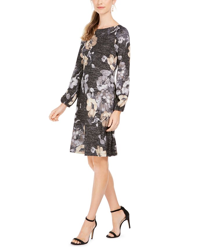 Jessica Howard Petite Metallic Floral-Print Dress - Macy's