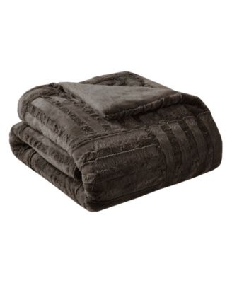 Arctic Checkerboard Plush Faux-Fur Throw, 50" x 60"