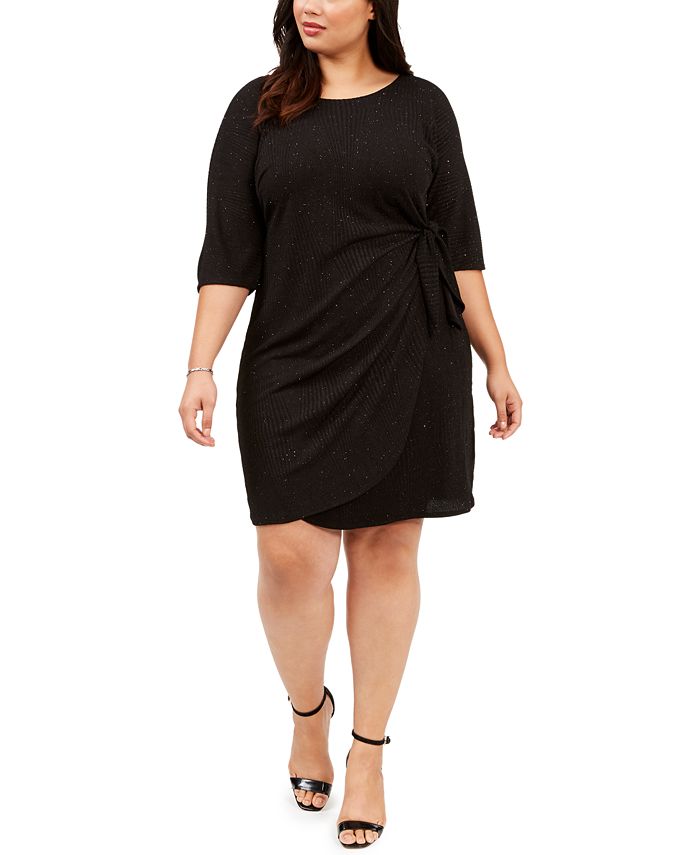 Robbie Bee Plus Size Glitter Knit Sarong Dress - Macy's