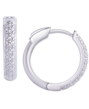 image of Diamond 1/4 ct. t.w. Pave Hoop Earrings in Sterling Silver