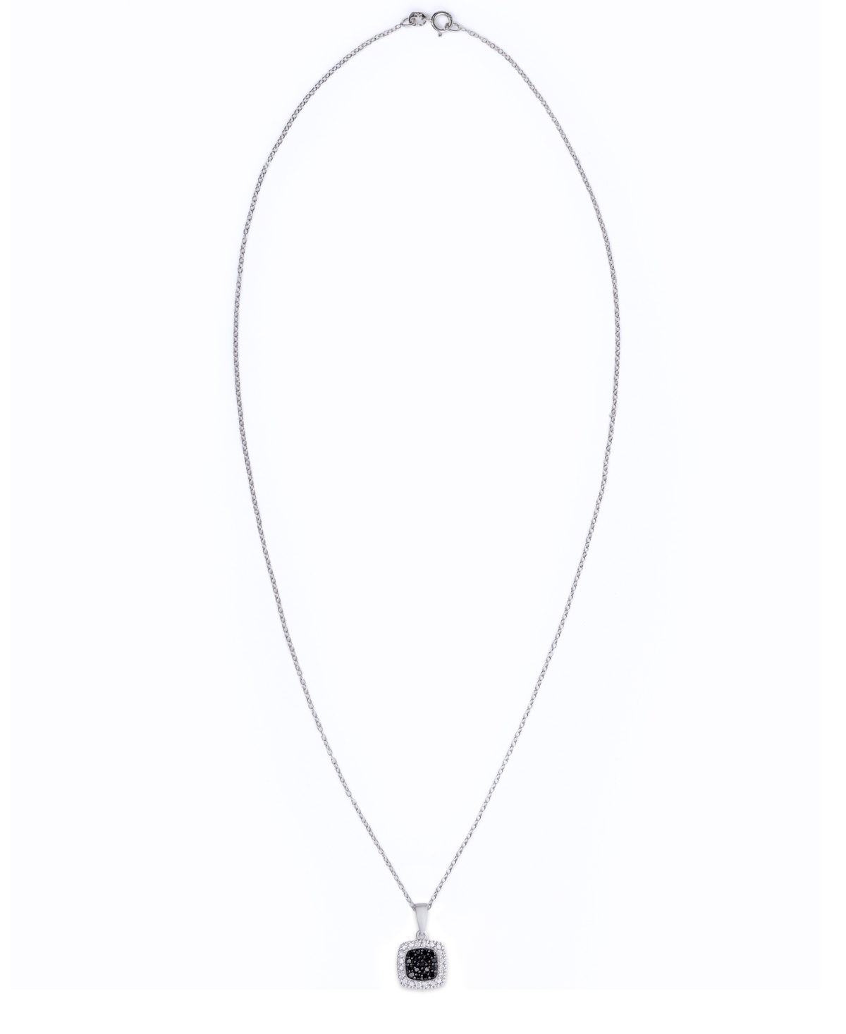 Black and White Diamond 1/4 ct. t.w. Cushion Square Pendant Necklace in Sterling- Silver