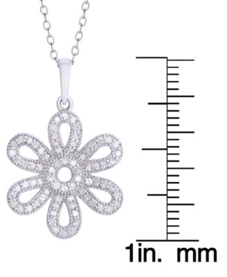 Diamond 3/8 ct. t.w. Flower Pendant Necklace in Sterling Silver