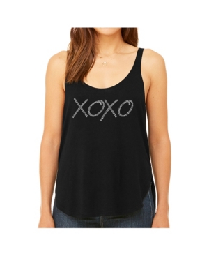 image of La Pop Art Women-s Premium Word Art Flowy Tank Top- Xoxo