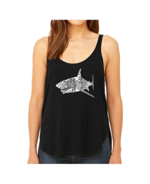 La Pop Art Women's Premium Word Art Flowy Tank Top- Species Of Shark