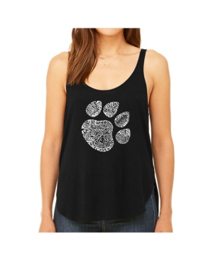 La Pop Art Women's Premium Word Art Flowy Tank Top- Cat Paw