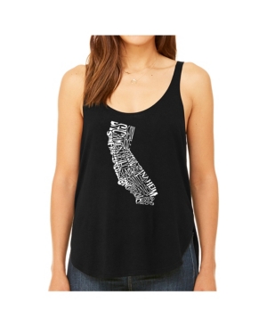 image of La Pop Art Women-s Premium Word Art Flowy Tank Top- California State