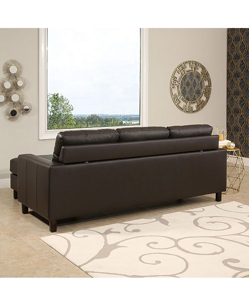 Abbyson Living Kate Leather Sectional Sofa & Ottoman Set ...