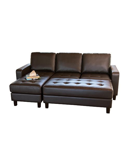 Abbyson Living Houston Tufted Leather Sectional Ottoman Set
