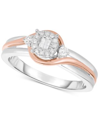 silver and rose gold ring