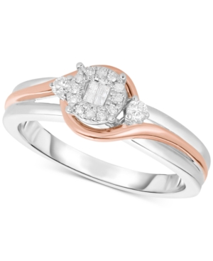 image of Diamond Two-Tone Promise Ring (1/6 ct. t.w.) in Sterling Silver & 14k Rose Gold-Plated Sterling Silver