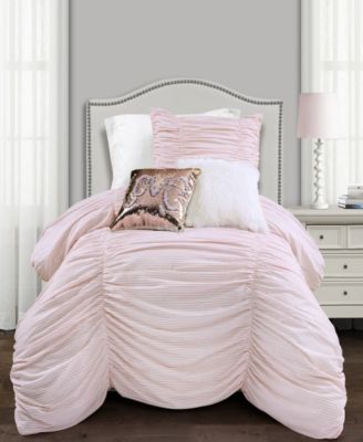 Lush Décor - Ruching Ticking Stripe 2Pc Twin XL Comforter Set