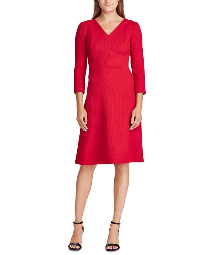 Ralph Lauren Dobby Fit-And-Flare Dress Parlor Red / 0