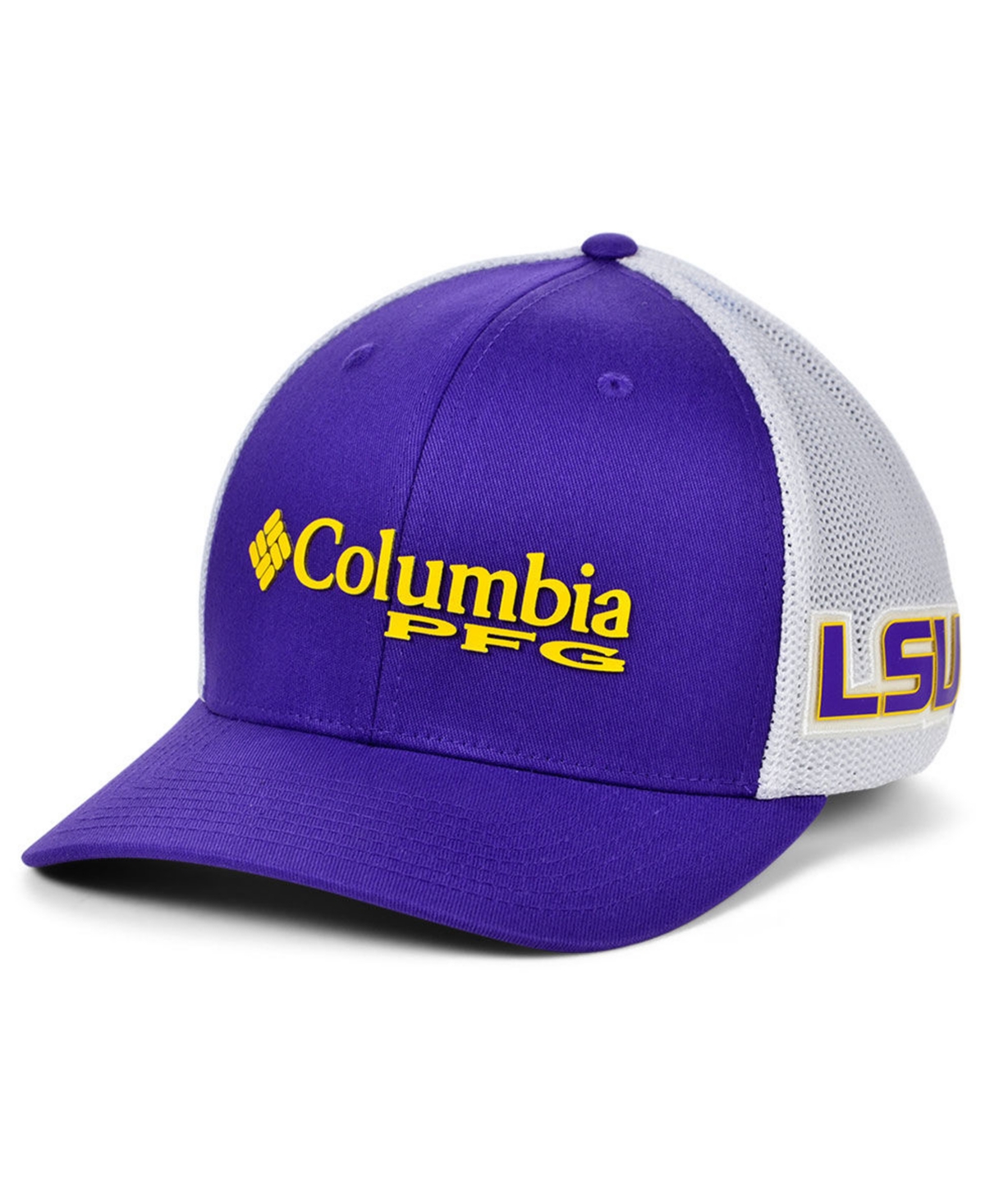 Columbia Lsu Tigers Pfg Stretch Cap In Purple,white