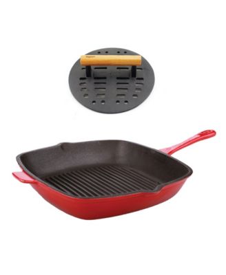 Cast Iron Grill Pan with Slotted Steak Press – Neo Collection, 11", 2-Piece Set