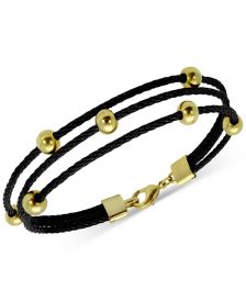 Two-Tone Stationed-Ball Triple-Row Cable Bracelet