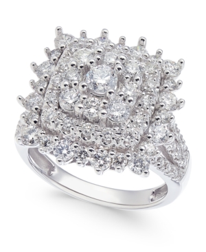 image of Diamond Square Cluster Engagement Ring (2 ct. t.w.) in 14k White Gold