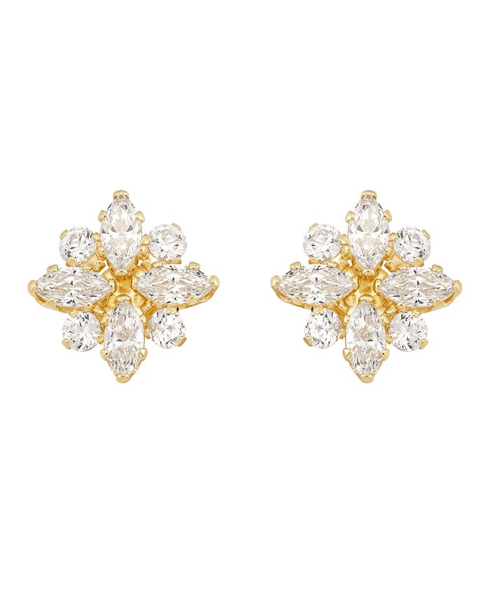 Macy's Crystal(1-5/8 ct. t.w.)Flower Cluster Stud Earrings in 14k ...