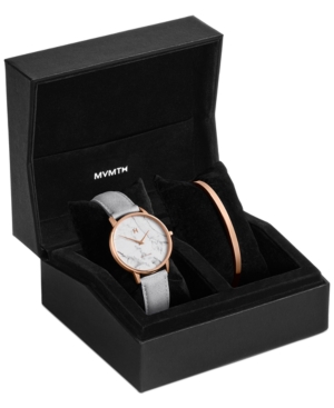 image of Mvmt Women-s Boulevard Beverly Marble Light Gray Leather Strap Watch 38mm Gift Set