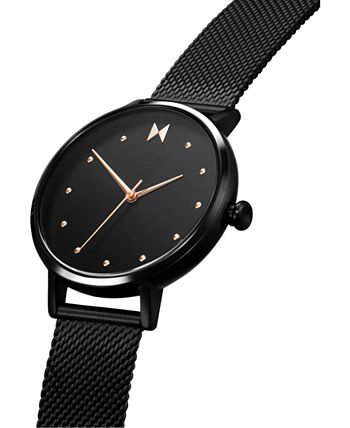 MVMT - Women's Dot Spin Black Stainless Steel Mesh Bracelet Watch 36mm
