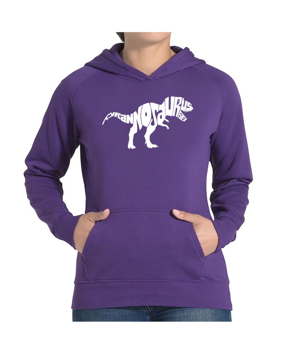 La Pop Art Women's Word Art Hooded Sweatshirt -Tyrannosaurus Rex