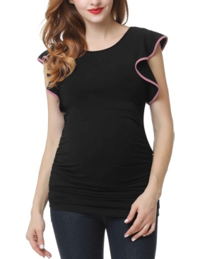 image of Kimi + Kai Ruth Ruffle Sleeve Maternity Top