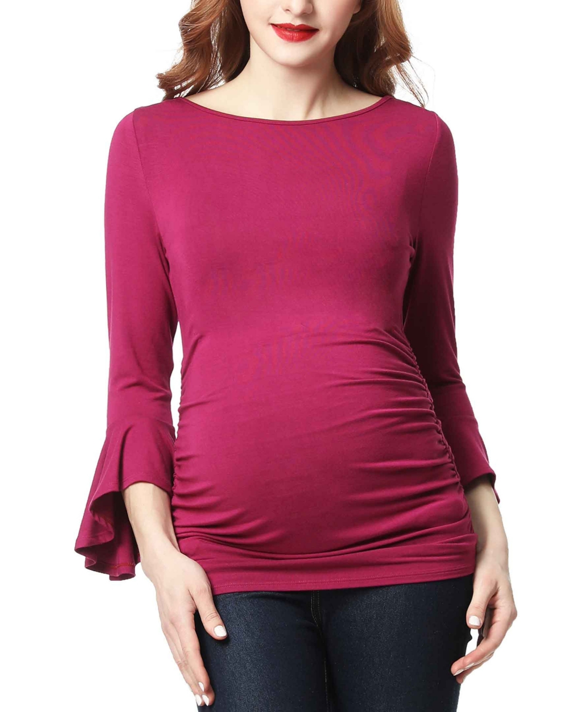 Andrea Maternity Ruched Top - Magenta