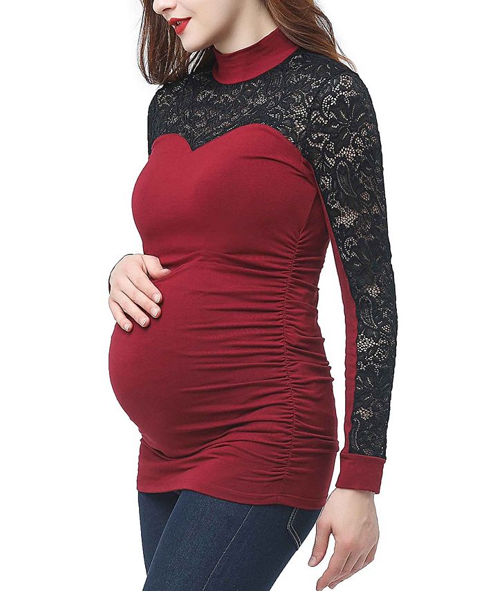 kimi + kai Faye Maternity Mock Neck Lace Top & Reviews - Maternity ...