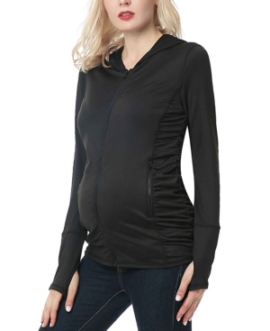image of Kimi + Kai Haven Ruched Performance Maternity Hoodie