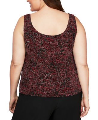Top Donna Alex Evenings Taglia Forte 2X – Twinset Stampato Metallizzato Nero/bianco, Manica 3/4, Nuovo Con Etichette