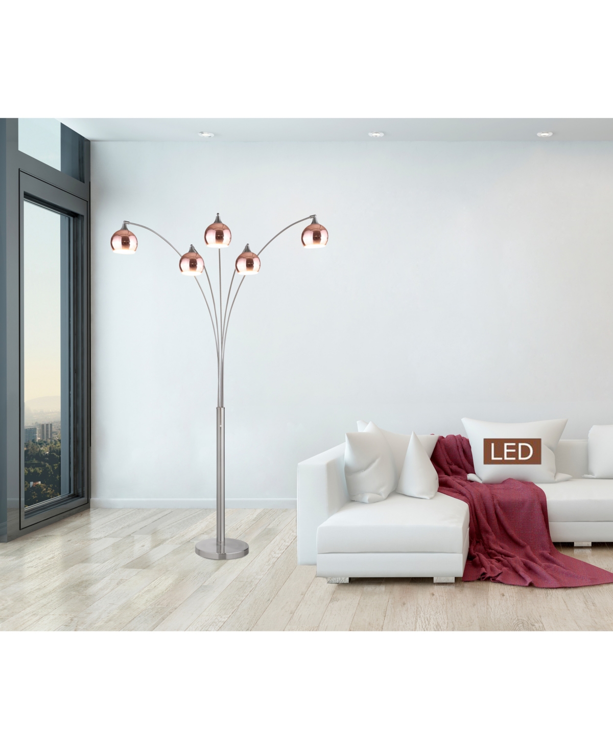 Artiva Usa Amore Led Arched Floor Lamp with Dimmer, 5000 Lumens
