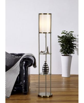 Exeter 63" Floor Lamp with Durable Glass Shelf and Silk Shade